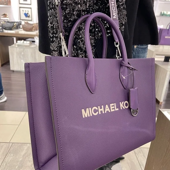 MICHAEL KORS Mirella Medium Pebbled Leather Tote Bag
Dark Purple 
NWT - Picture 8 of 16
